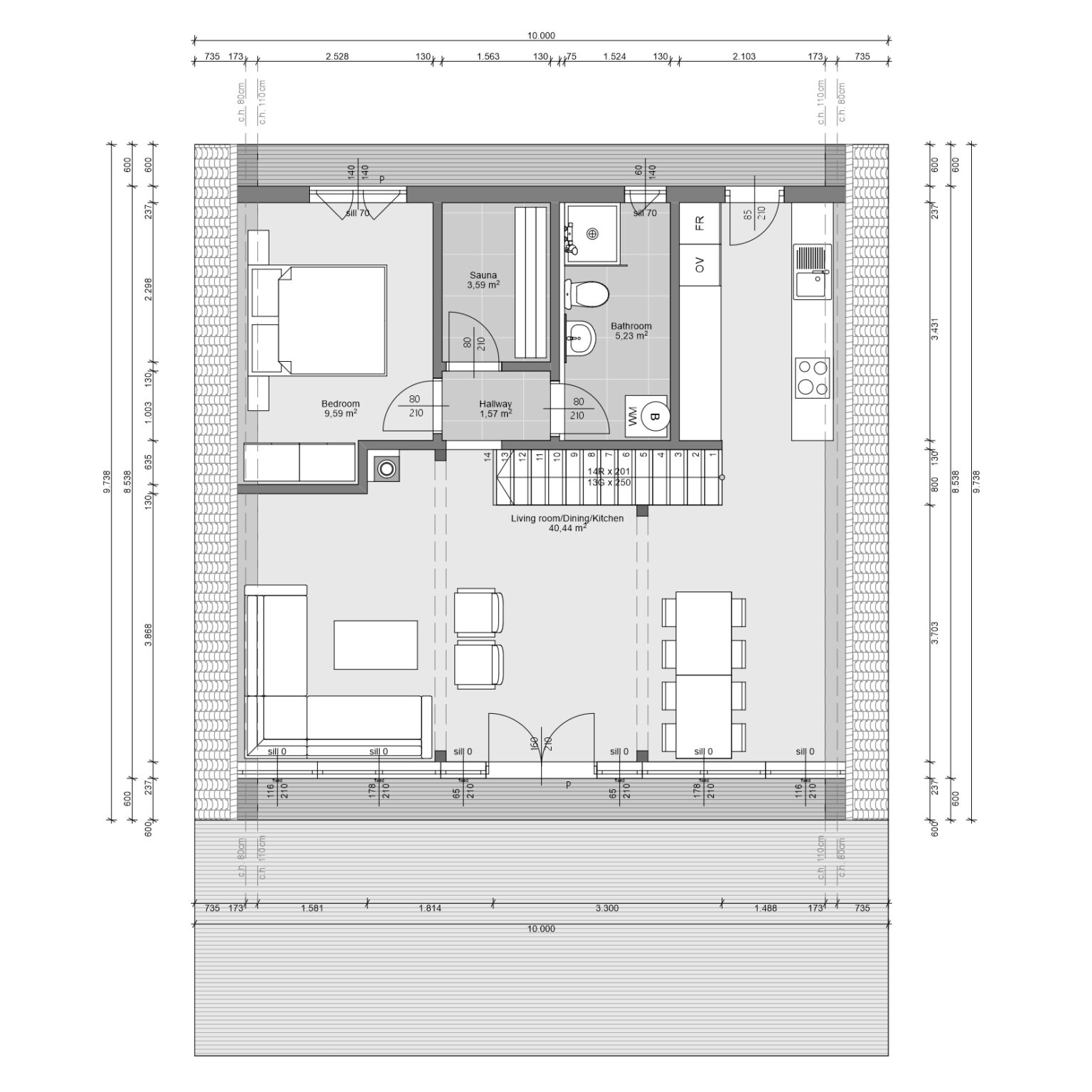 A-frame V4 - Osnova prizemlja