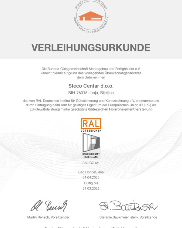 RAL CERTIFIKAT STECO